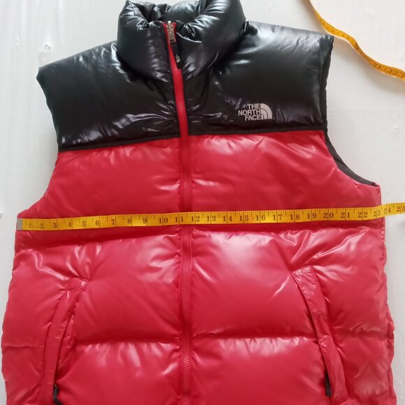 The North Face Black/Red Nuptse 700 Goose Down Puffer Vest size Large - Picture 3 of 7